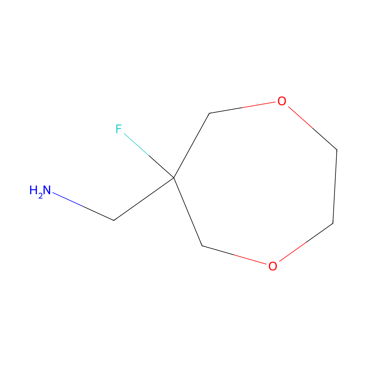 (6-Fluoro-1,4-dioxepan-6-yl)methanamine molecular structure, CAS 1628175-42-7