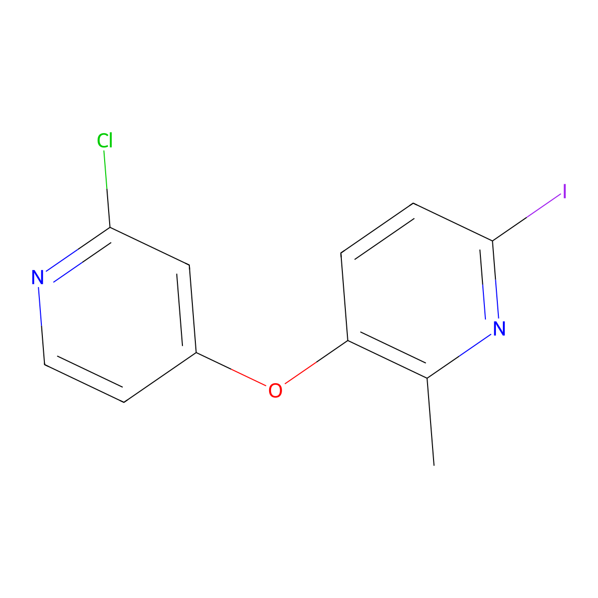 3-((2-Chloropyridin-4-yl)oxy)-6-iodo-2-methylpyridine molecular structure, CAS 1628184-06-4