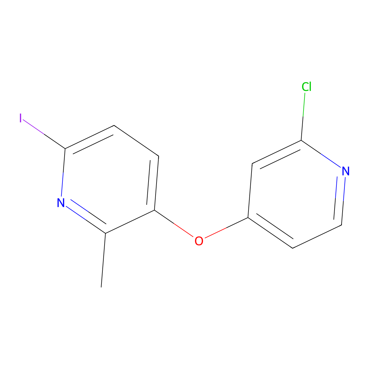 3-((2-Chloropyridin-4-yl)oxy)-6-iodo-2-methylpyridine molecular structure, CAS 1628184-06-4