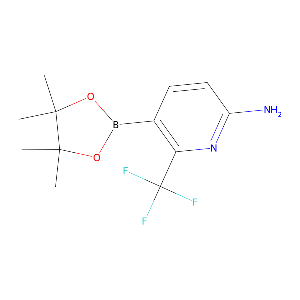 5-(4,4,5,5-Tetramethyl-1,3,2-dioxaborolan-2-yl)-6-(trifluoromethyl)pyridin-2-amine molecular structure, CAS 1628185-65-8