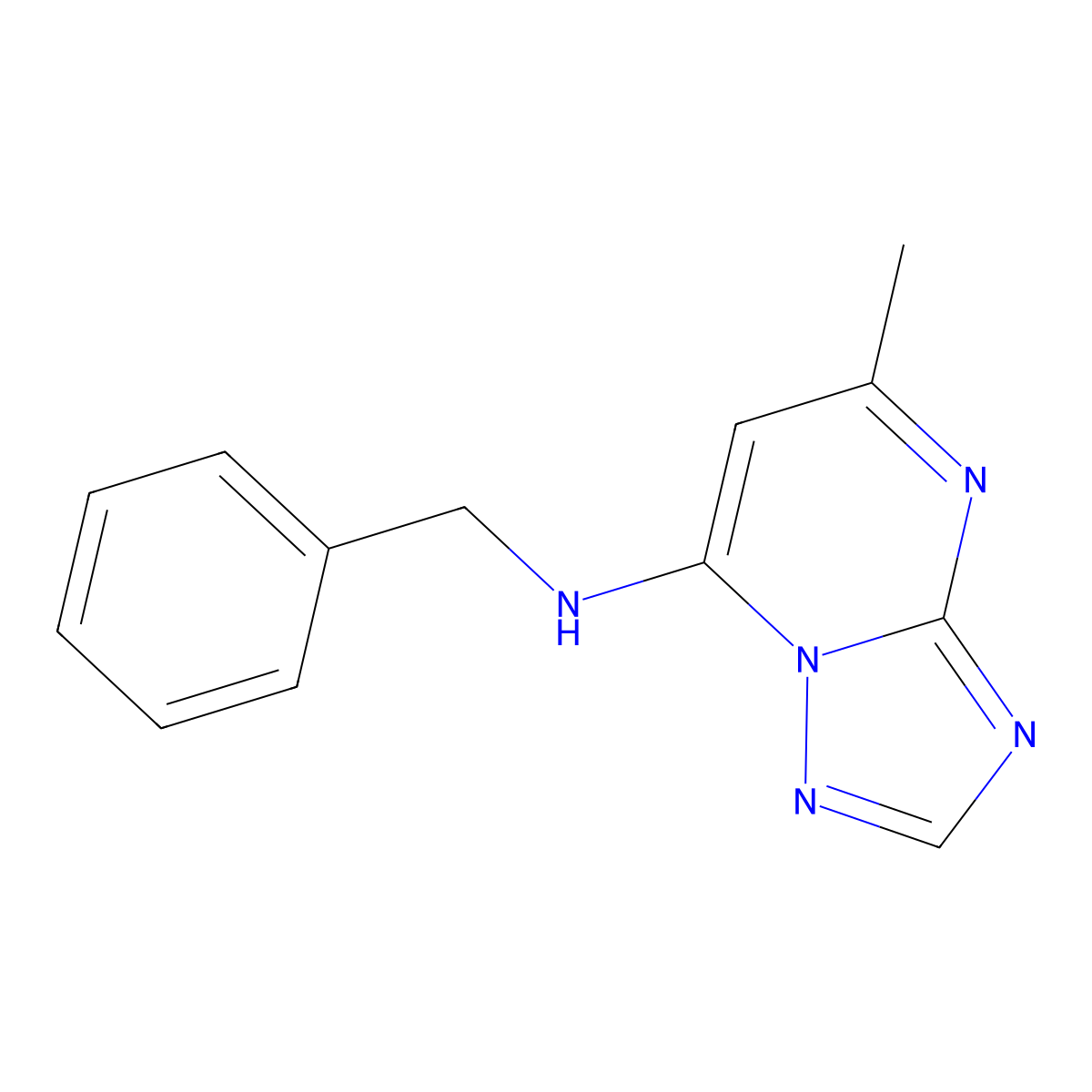 N-benzyl-5-methyl-[1,2,4]triazolo[1,5-a]pyrimidin-7-amine molecular structure, CAS 16282-76-1
