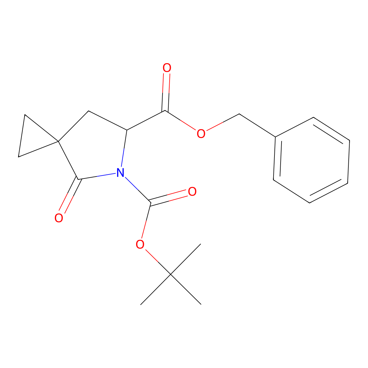 6-benzyl 5-tert-butyl (6S)-4-oxo-5-azaspiro[2.4]heptane-5,6-dicarboxylate molecular structure, CAS 1628205-95-7