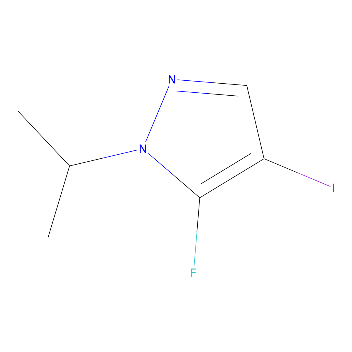 5-fluoro-4-iodo-1-(propan-2-yl)-1H-pyrazole molecular structure, CAS 1628214-29-8