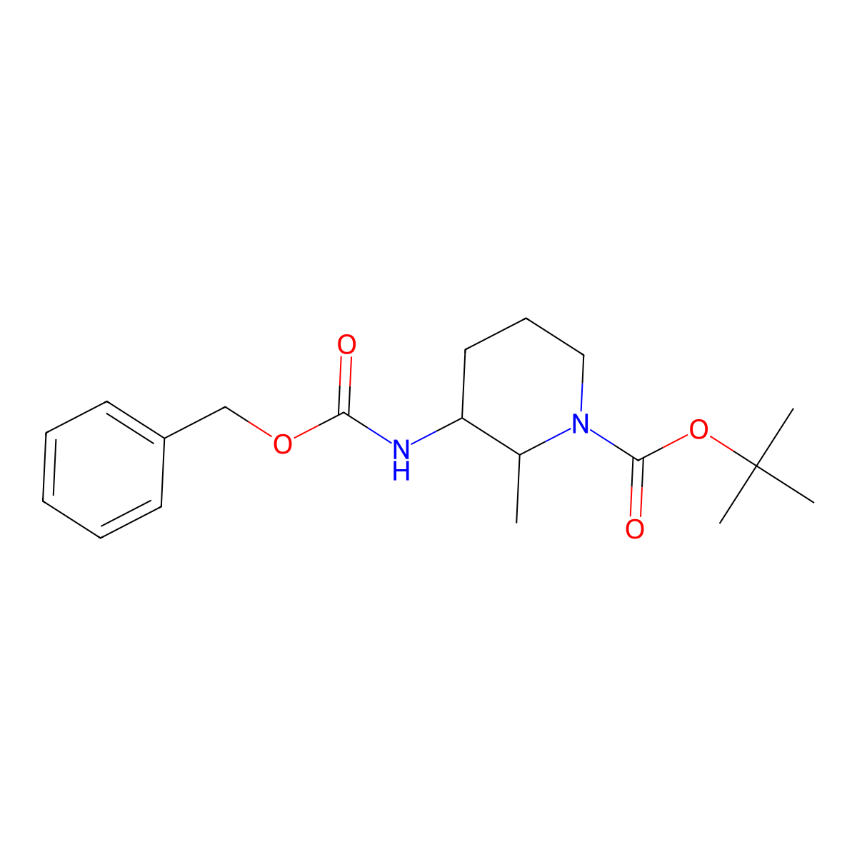 rel-1,1-Dimethylethyl (2R,3S)-2-methyl-3-[[(phenylmethoxy)carbonyl]amino]-1-piperidinecarboxylate molecular structure, CAS 1628258-89-8
