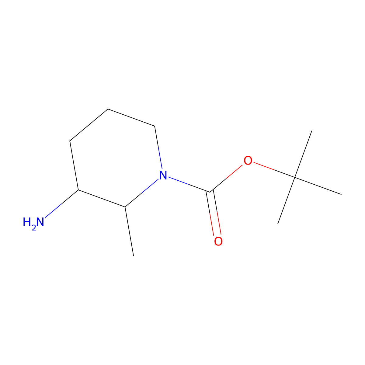 rel-tert-butyl (2R,3S)-3-amino-2-methylpiperidine-1-carboxylate molecular structure, CAS 1628258-94-5