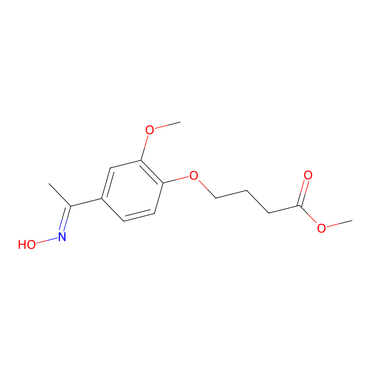 Methyl 4-(4-(1-(hydroxyimino)ethyl)-2-methoxyphenoxy)butanoate molecular structure, CAS 162827-94-3