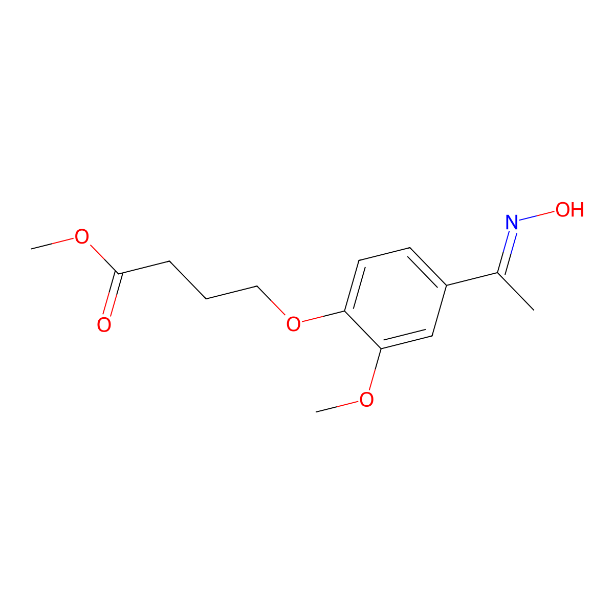 Methyl 4-(4-(1-(hydroxyimino)ethyl)-2-methoxyphenoxy)butanoate molecular structure, CAS 162827-94-3