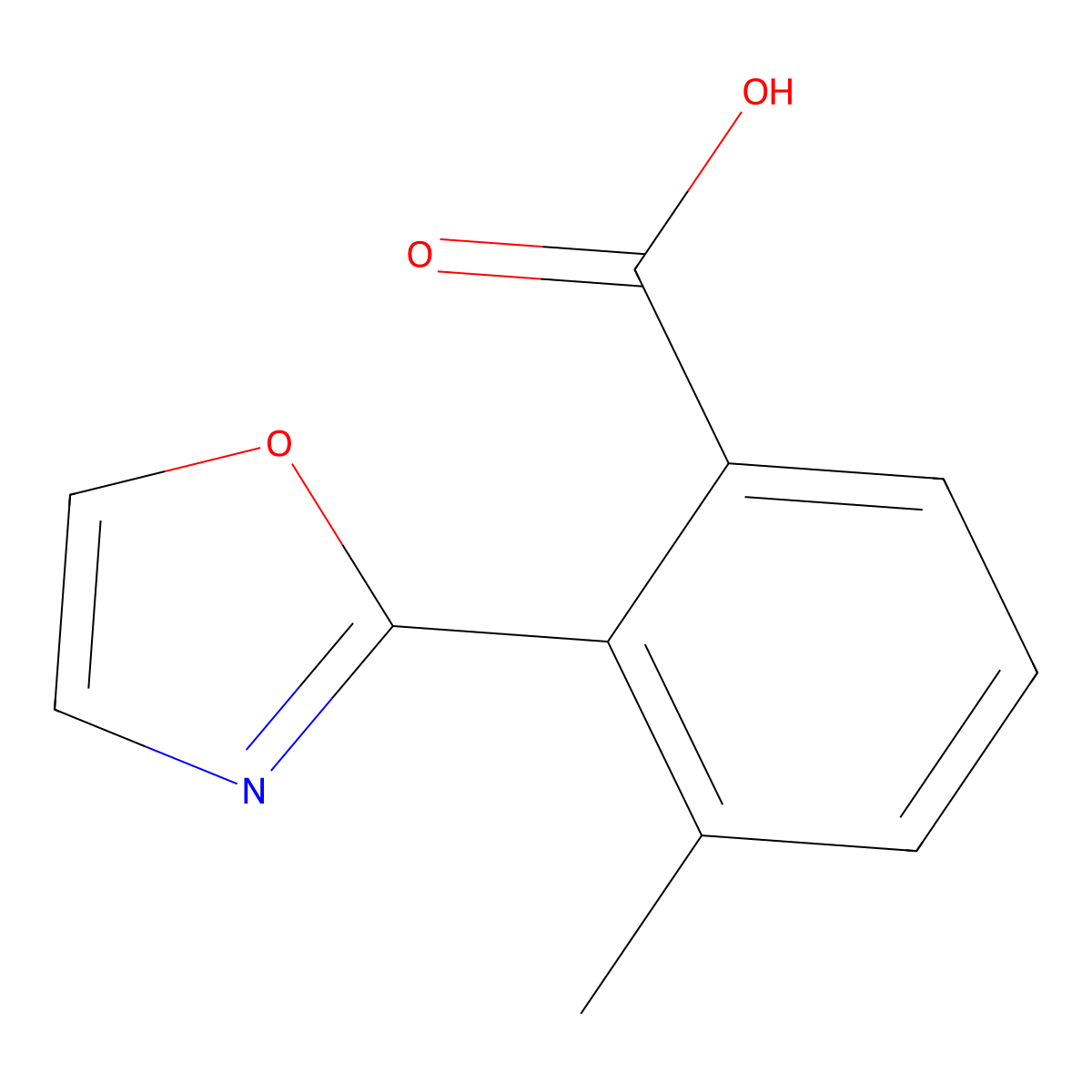 3-Methyl-2-(2-oxazolyl)benzoic acid molecular structure, CAS 1628319-85-6