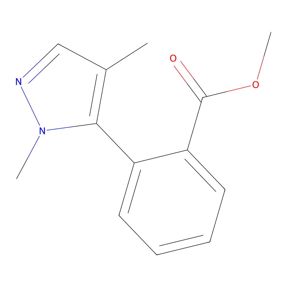 Methyl 2-(1,4-dimethyl-1H-pyrazol-5-yl)benzoate molecular structure, CAS 1628319-87-8