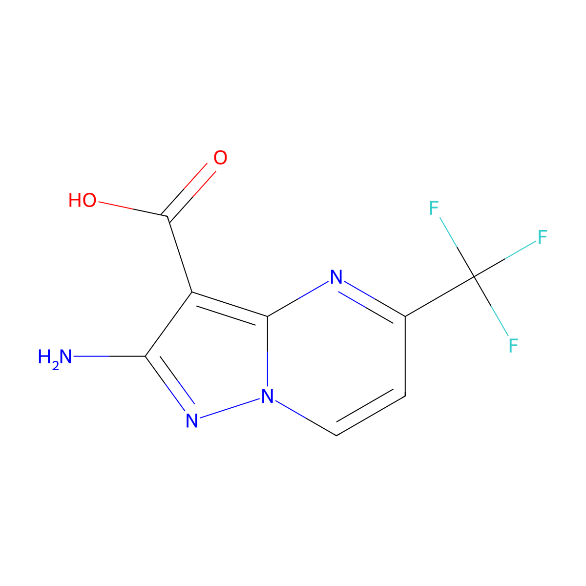 2-Amino-5-(trifluoromethyl)pyrazolo[1,5-a]pyrimidine-3-carboxylic acid molecular structure, CAS 1628328-88-0