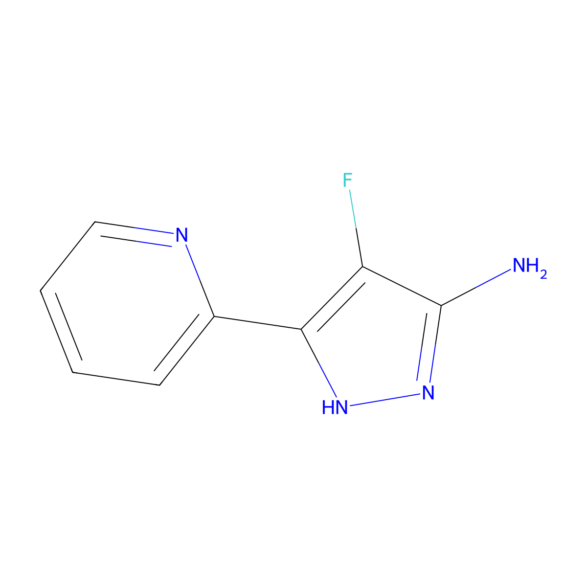 4-fluoro-3-(pyridin-2-yl)-1H-pyrazol-5-amine molecular structure, CAS 1628329-84-9