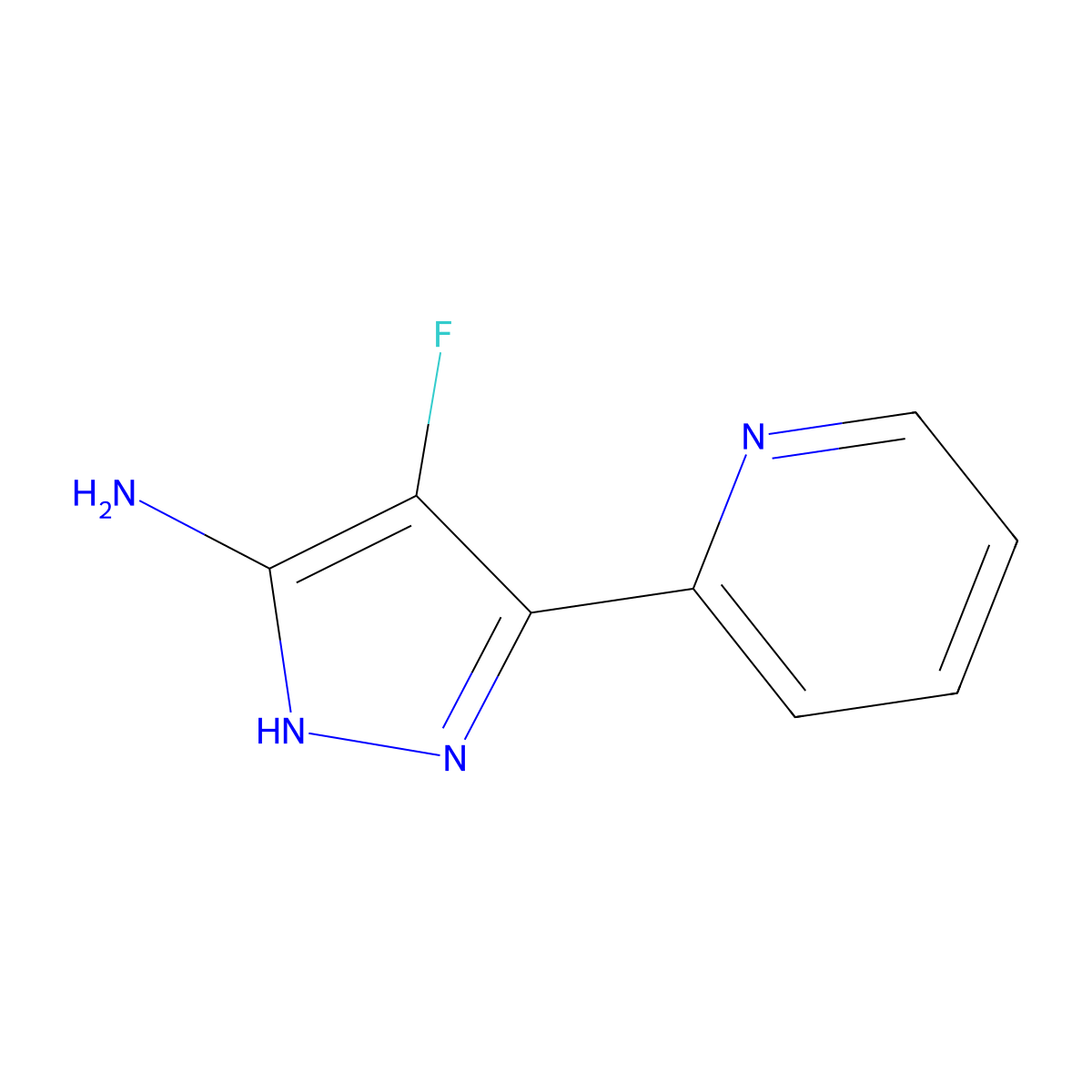 4-fluoro-3-(pyridin-2-yl)-1H-pyrazol-5-amine molecular structure, CAS 1628329-84-9