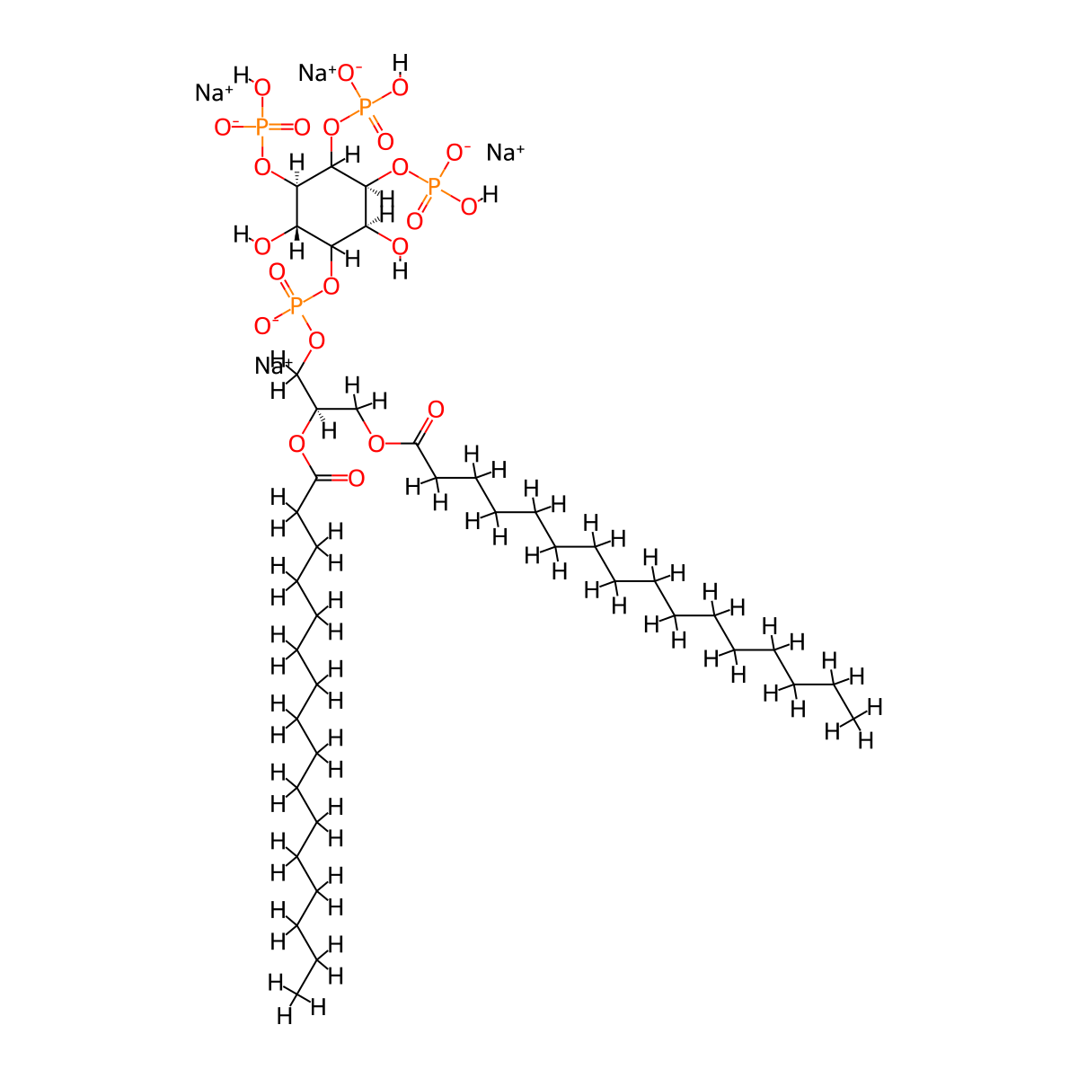 PtdIns-(3,4,5)-P3 (1,2-dipalmitoyl) (sodium salt) molecular structure, CAS 1628353-02-5