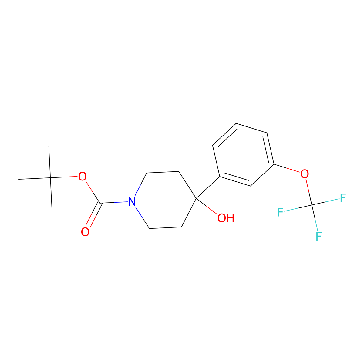 Tert-butyl 4-hydroxy-4-[3-(trifluoromethoxy)phenyl]piperidine-1-carboxylate molecular structure, CAS 1628430-27-2