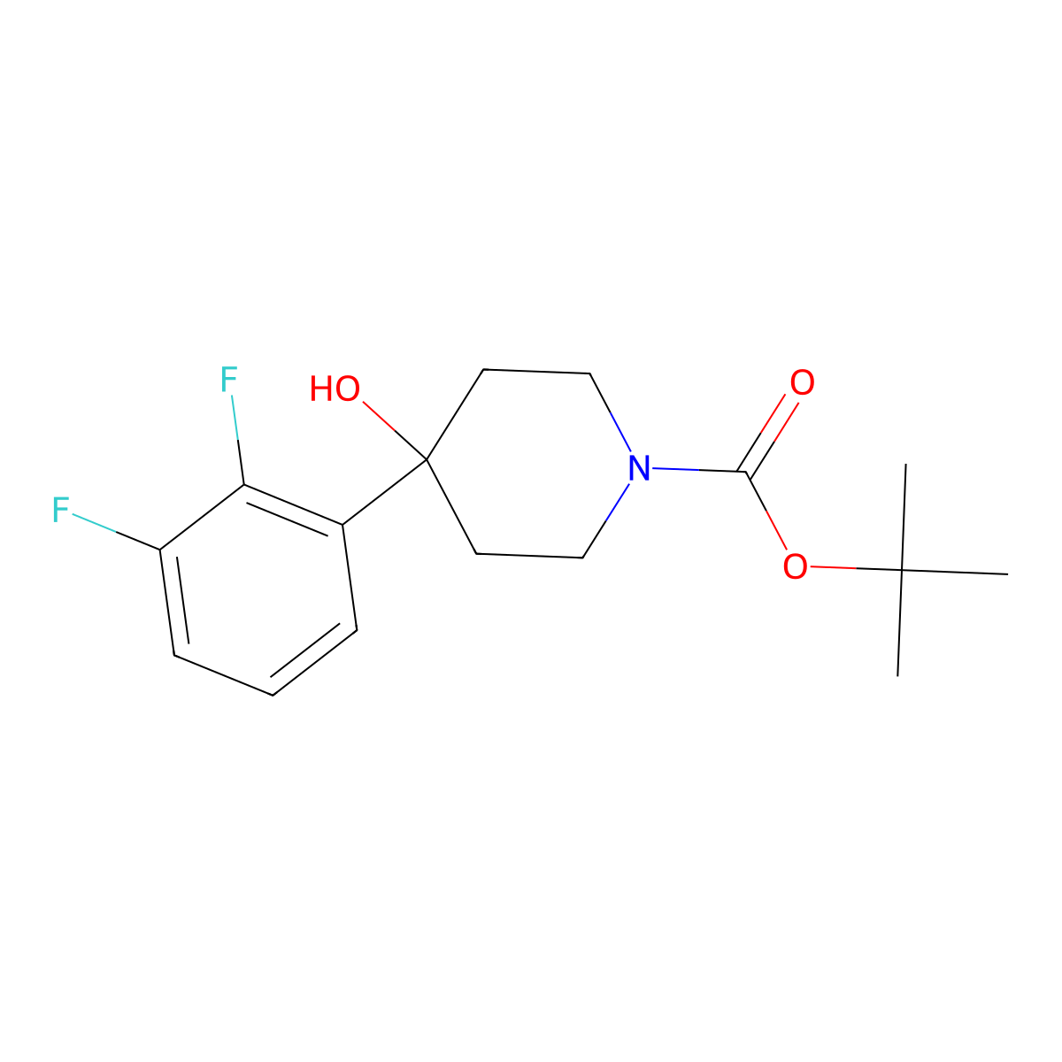 Tert-butyl 4-(2,3-difluorophenyl)-4-hydroxypiperidine-1-carboxylate molecular structure, CAS 1628430-28-3