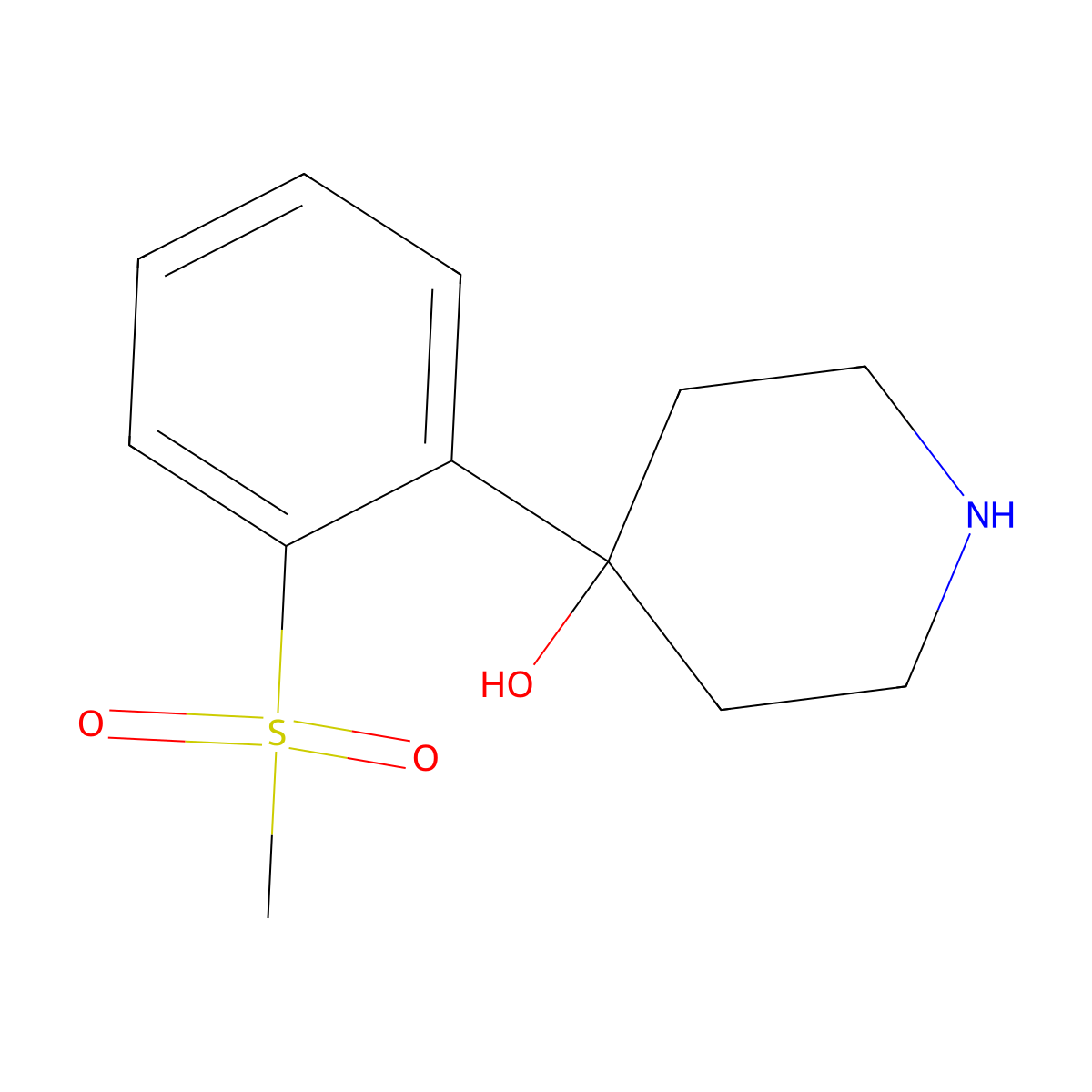 4-(2-Methanesulfonylphenyl)piperidin-4-ol molecular structure, CAS 1628430-38-5