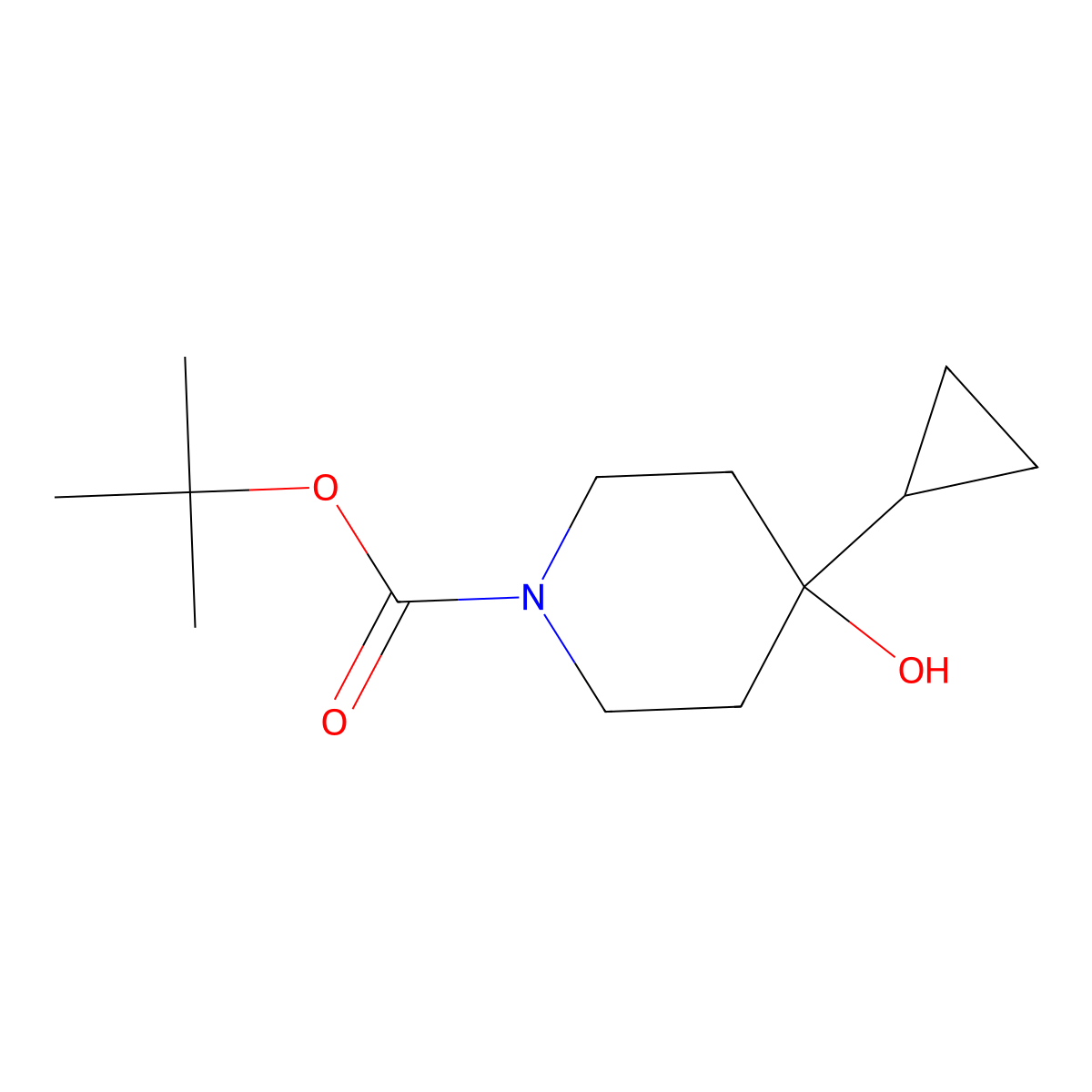 Tert-butyl 4-cyclopropyl-4-hydroxypiperidine-1-carboxylate molecular structure, CAS 1628430-60-3