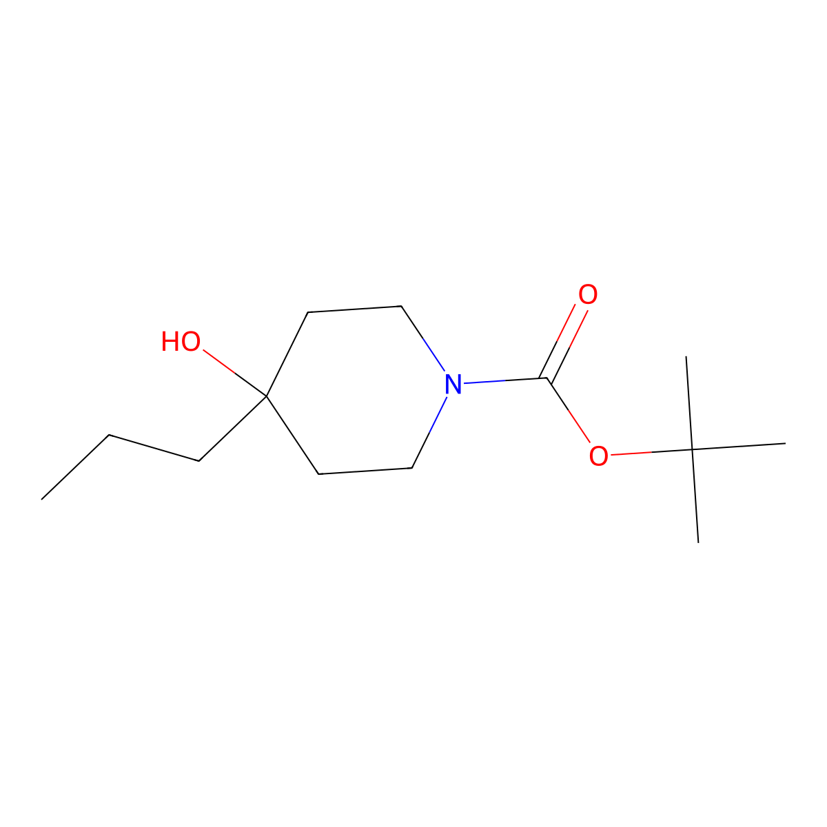 Tert-butyl 4-hydroxy-4-propylpiperidine-1-carboxylate molecular structure, CAS 1628430-61-4