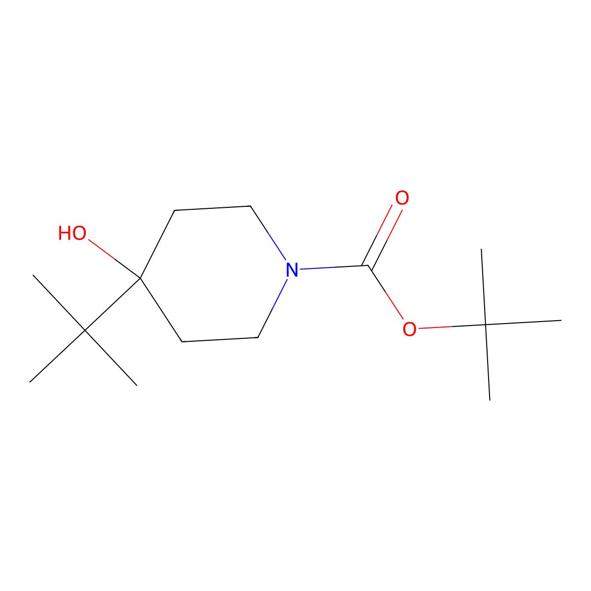 Tert-butyl 4-tert-butyl-4-hydroxypiperidine-1-carboxylate molecular structure, CAS 1628430-62-5