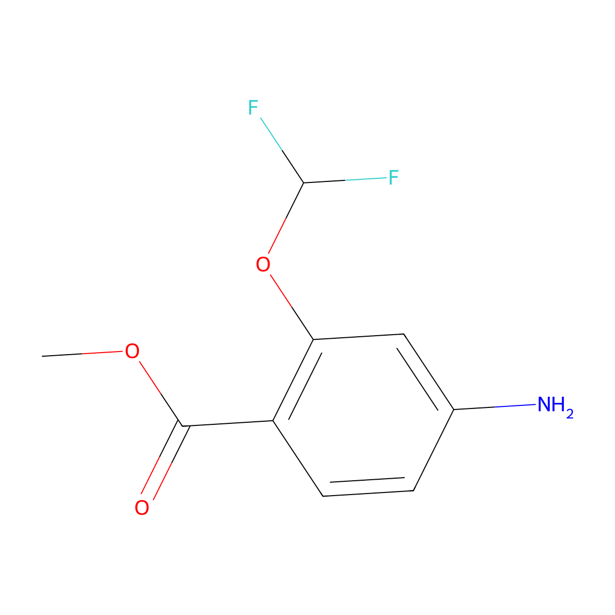 Methyl 4-amino-2-(difluoromethoxy)benzoate molecular structure, CAS 1628431-63-9