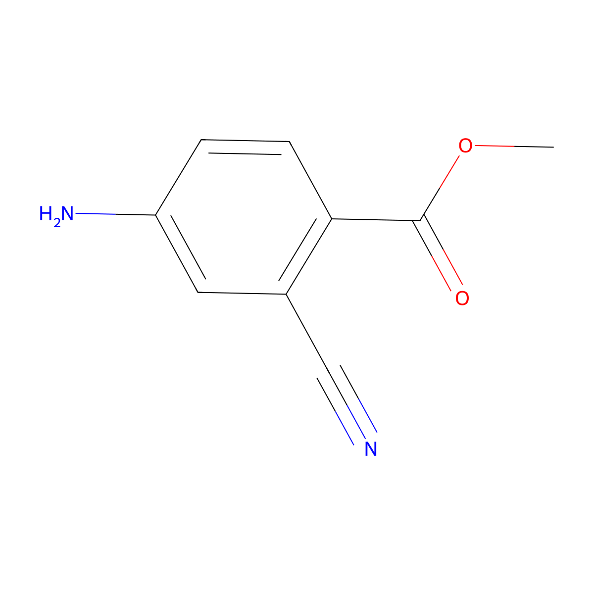 Methyl 4-amino-2-cyanobenzoate molecular structure, CAS 1628431-65-1
