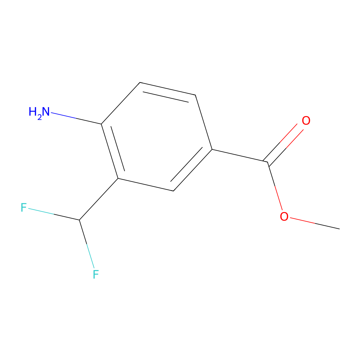 Methyl 4-amino-3-(difluoromethyl)benzoate molecular structure, CAS 1628432-13-2