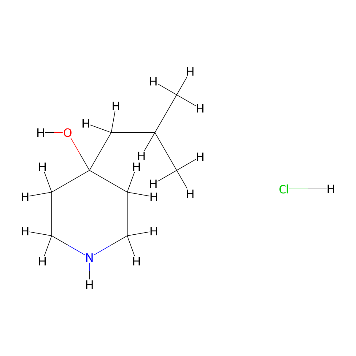 4-(2-Methylpropyl)piperidin-4-ol hydrochloride molecular structure, CAS 1628432-17-6