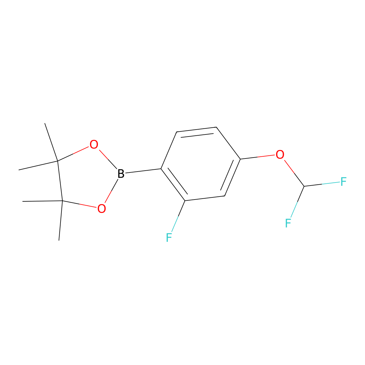 2-(4-(Difluoromethoxy)-2-fluorophenyl)-4,4,5,5-tetramethyl-1,3,2-dioxaborolane molecular structure, CAS 1628442-55-6