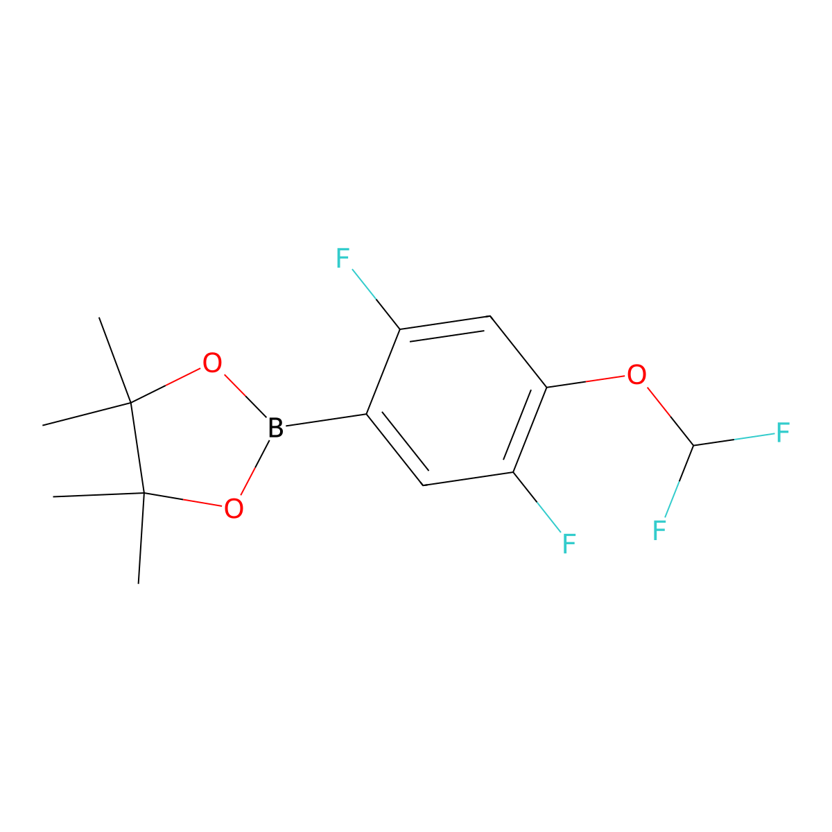 2-(4-(Difluoromethoxy)-2,5-difluorophenyl)-4,4,5,5-tetramethyl-1,3,2-dioxaborolane molecular structure, CAS 1628442-67-0
