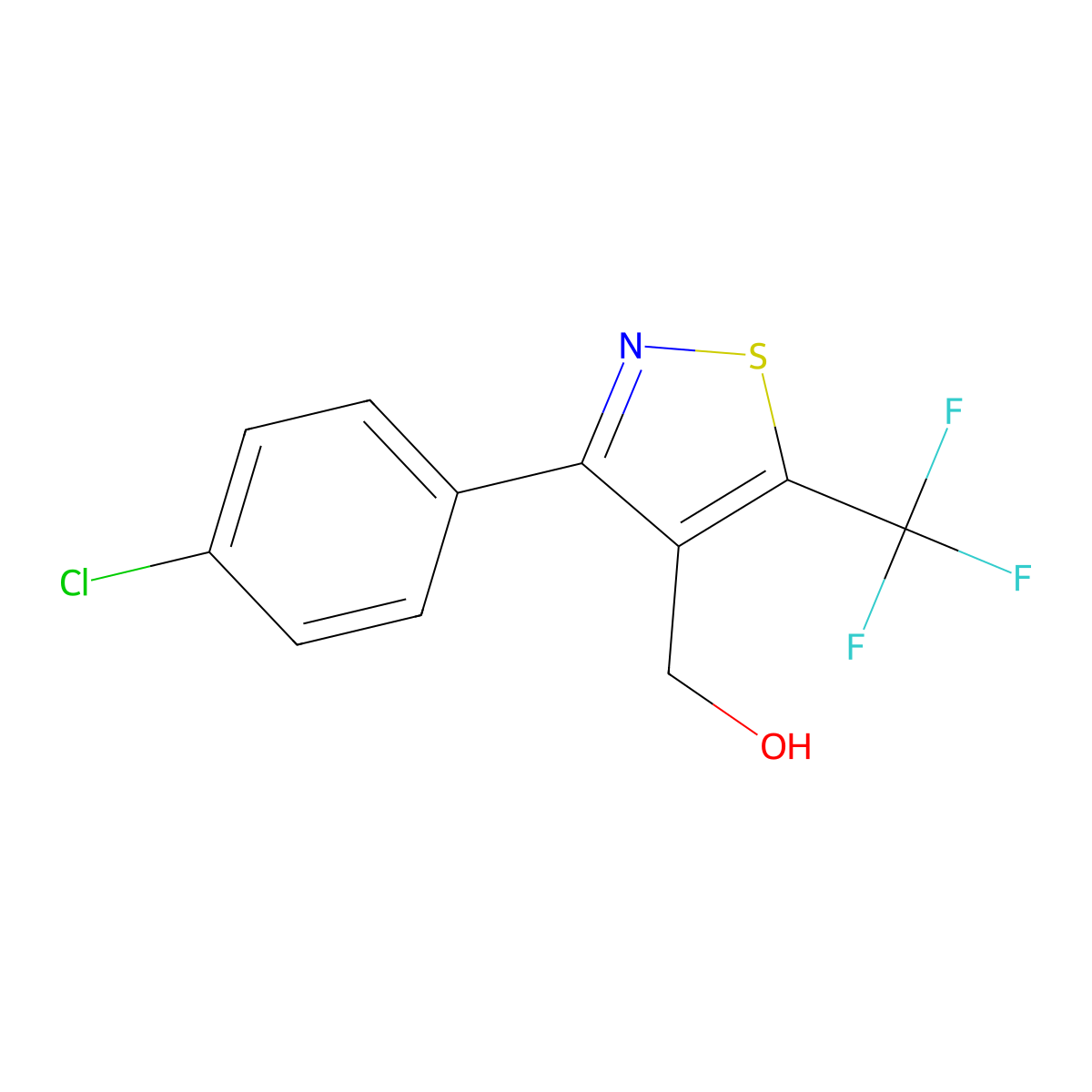 (3-(4-Chlorophenyl)-5-(trifluoromethyl)isothiazol-4-yl)methanol molecular structure, CAS 1628450-61-2