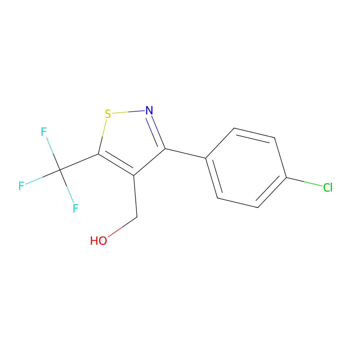 (3-(4-Chlorophenyl)-5-(trifluoromethyl)isothiazol-4-yl)methanol molecular structure, CAS 1628450-61-2