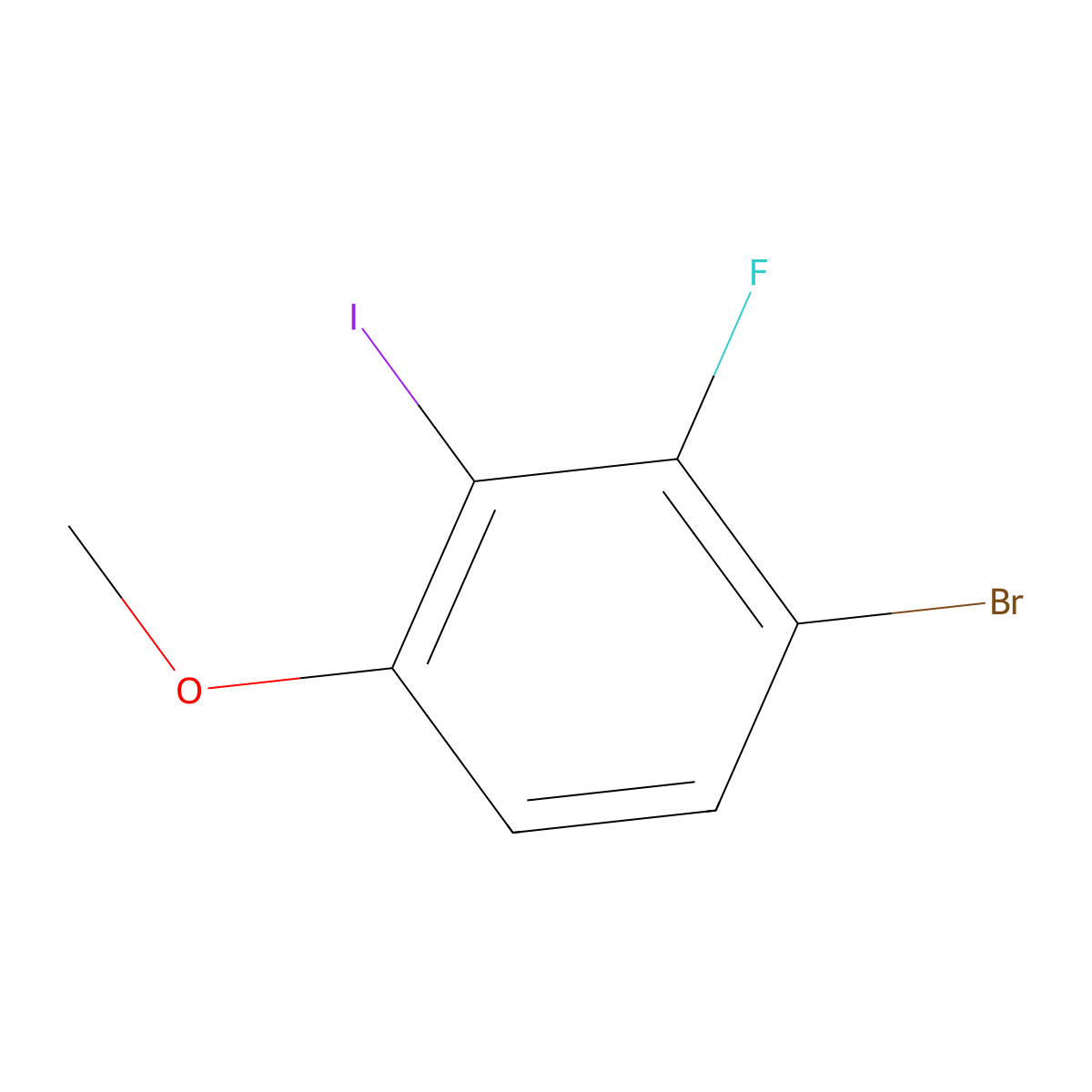 1-Bromo-2-fluoro-3-iodo-4-methoxybenzene molecular structure, CAS 1628450-73-6