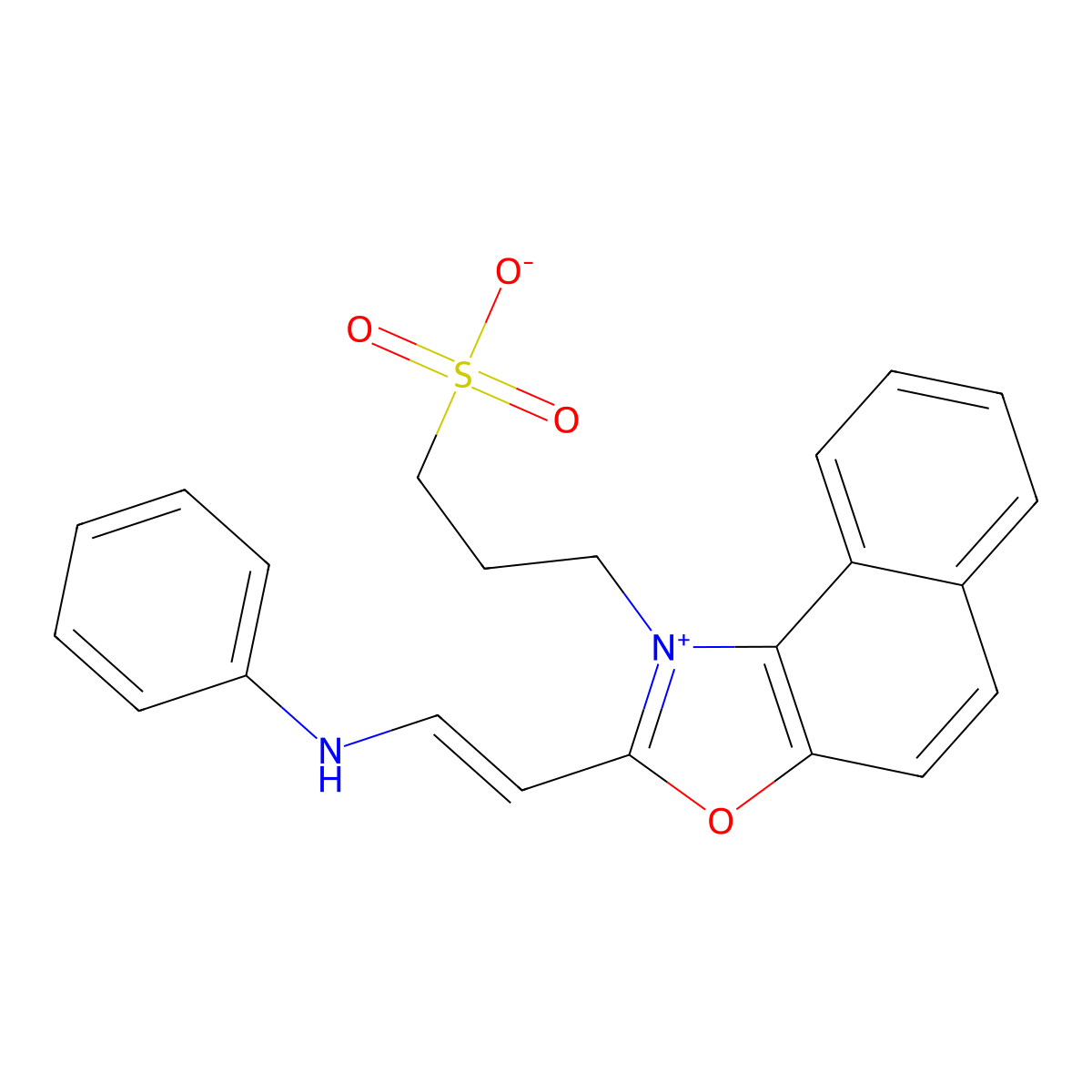 3-[2-(2-Anilinovinyl)naphtho[1,2-d][1,3]oxazol-1-ium-1-yl]-1-propanesulfonate molecular structure, CAS 162846-08-4