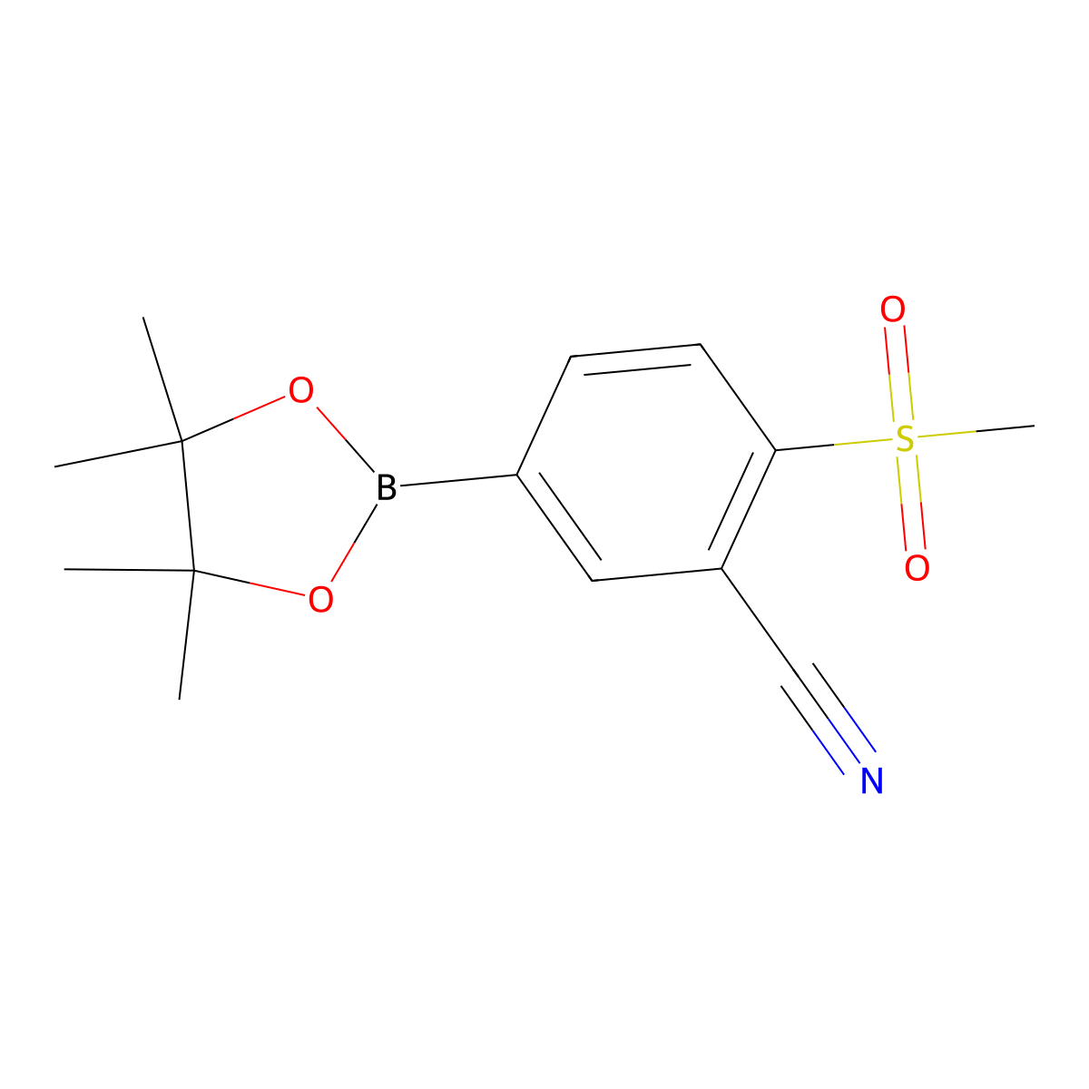 2-Methanesulfonyl-5-(tetramethyl-1,3,2-dioxaborolan-2-yl)benzonitrile molecular structure, CAS 1628473-27-7