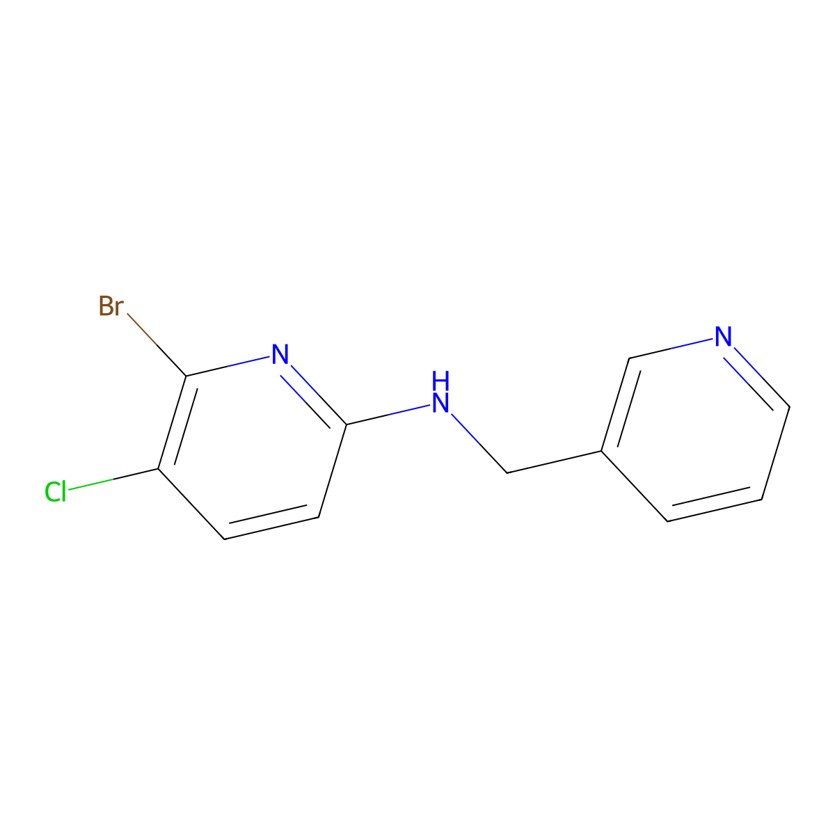 6-bromo-5-chloro-N-(pyridin-3-ylmethyl)pyridin-2-amine molecular structure, CAS 1628481-55-9