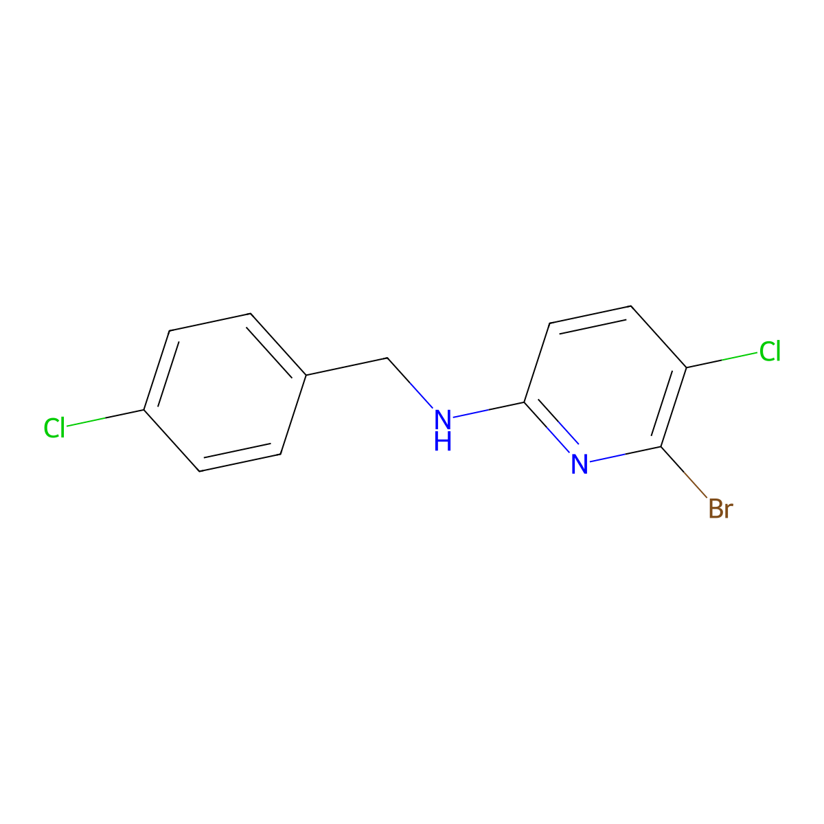 6-bromo-5-chloro-N-[(4-chlorophenyl)methyl]pyridin-2-amine molecular structure, CAS 1628481-57-1