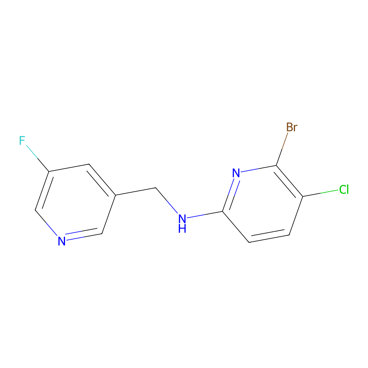 6-bromo-5-chloro-N-[(5-fluoro-3-pyridinyl)methyl]pyridin-2-amine molecular structure, CAS 1628481-61-7