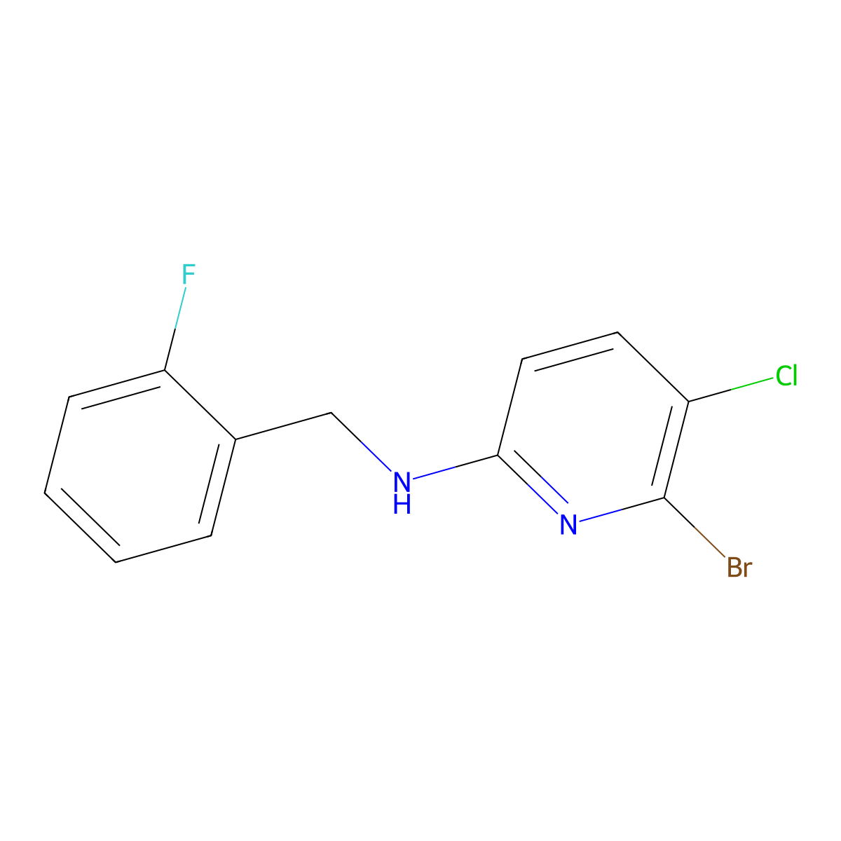 6-bromo-5-chloro-N-[(2-fluorophenyl)methyl]pyridin-2-amine molecular structure, CAS 1628481-63-9