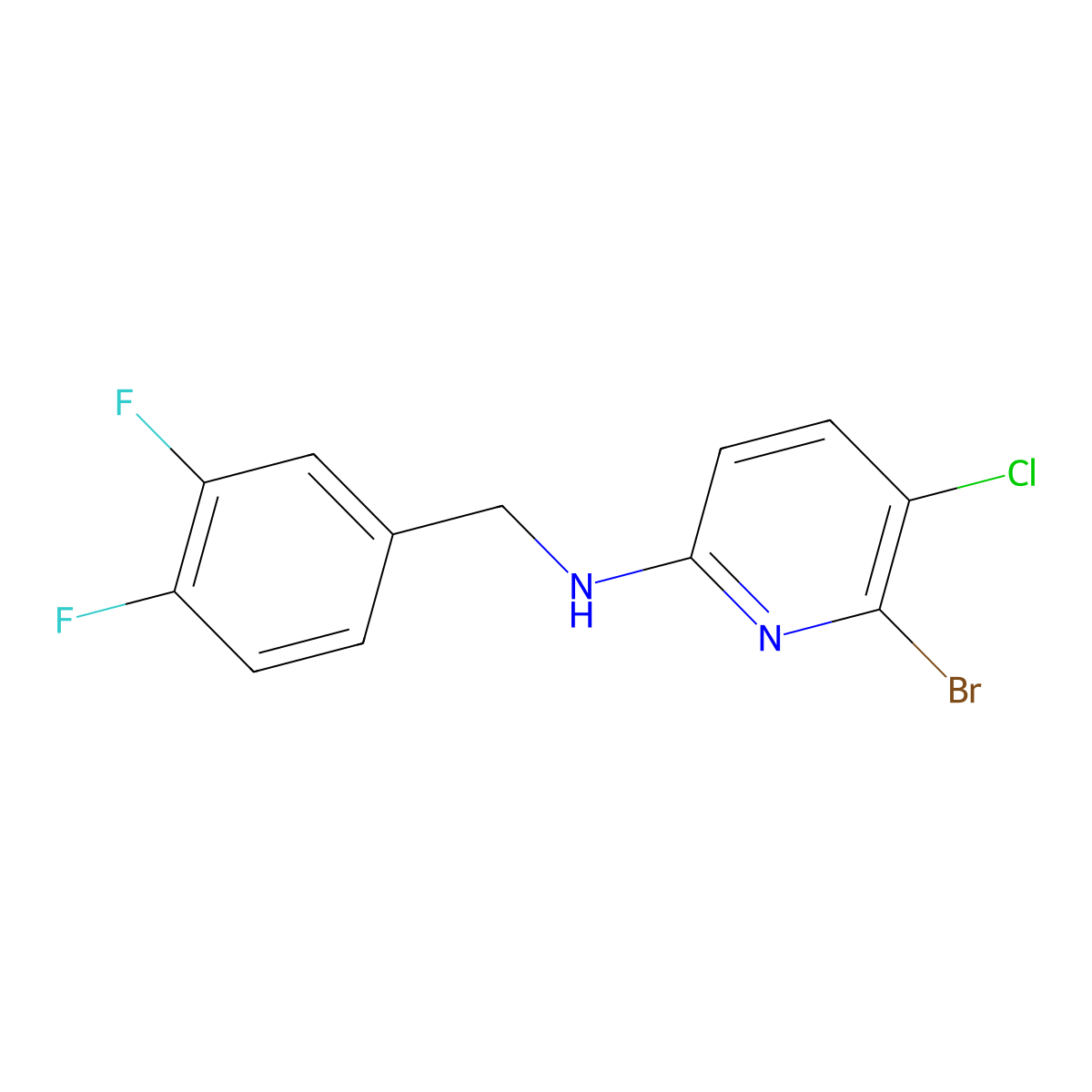 6-bromo-5-chloro-N-[(3,4-difluorophenyl)methyl]pyridin-2-amine molecular structure, CAS 1628481-65-1