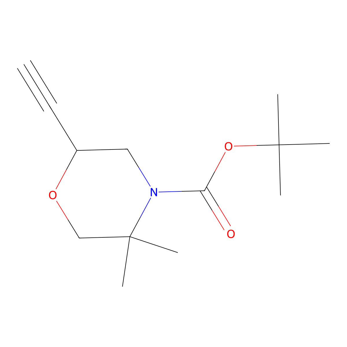 Tert-butyl 2-ethynyl-5,5-dimethylmorpholine-4-carboxylate molecular structure, CAS 1628482-15-4