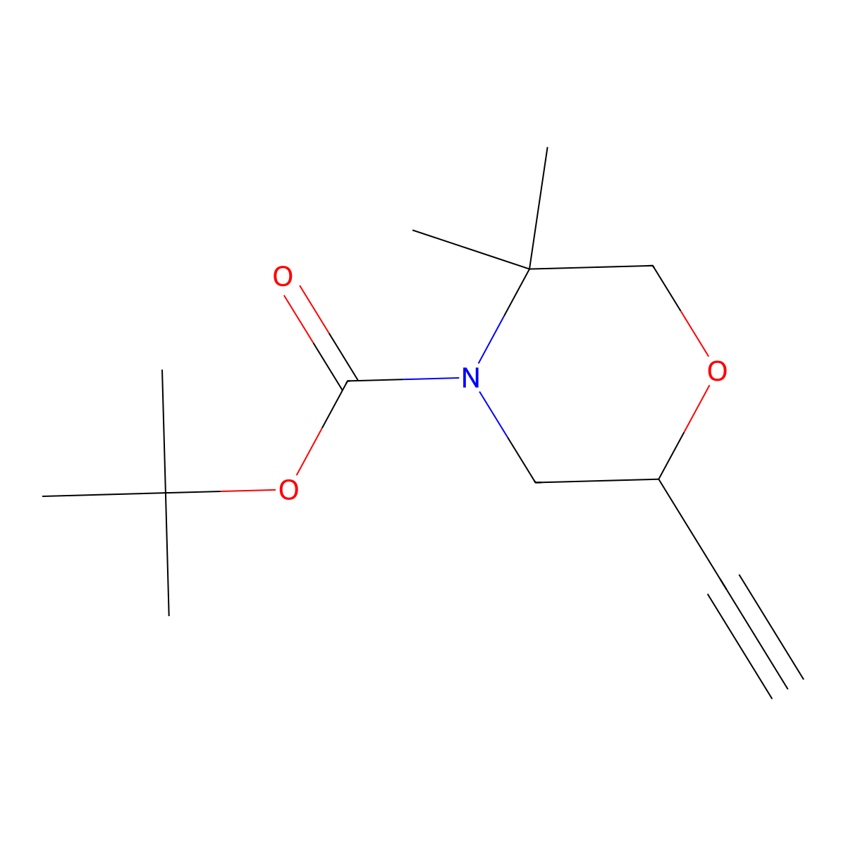 Tert-butyl 2-ethynyl-5,5-dimethylmorpholine-4-carboxylate molecular structure, CAS 1628482-15-4