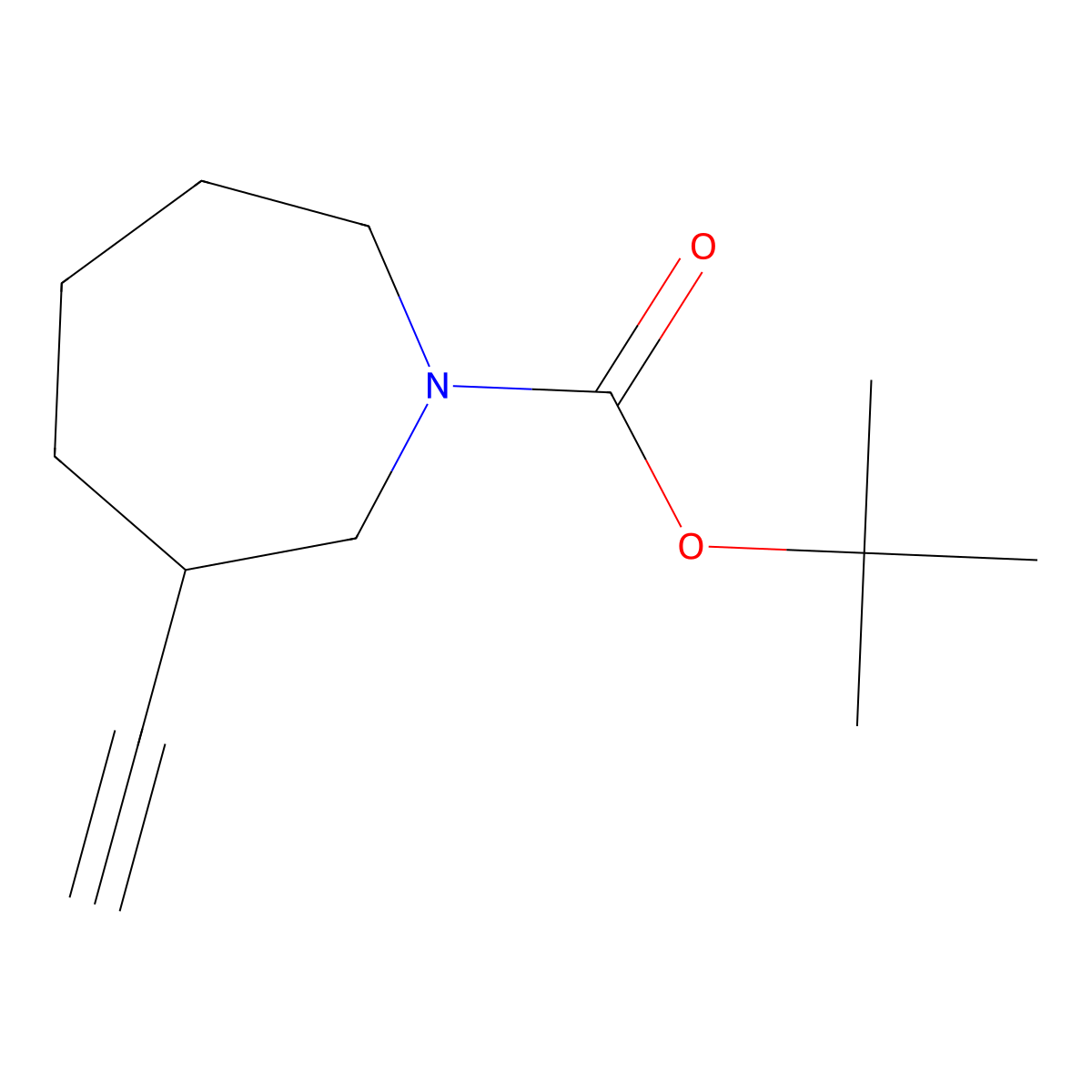 Tert-butyl 3-ethynylazepane-1-carboxylate molecular structure, CAS 1628482-82-5