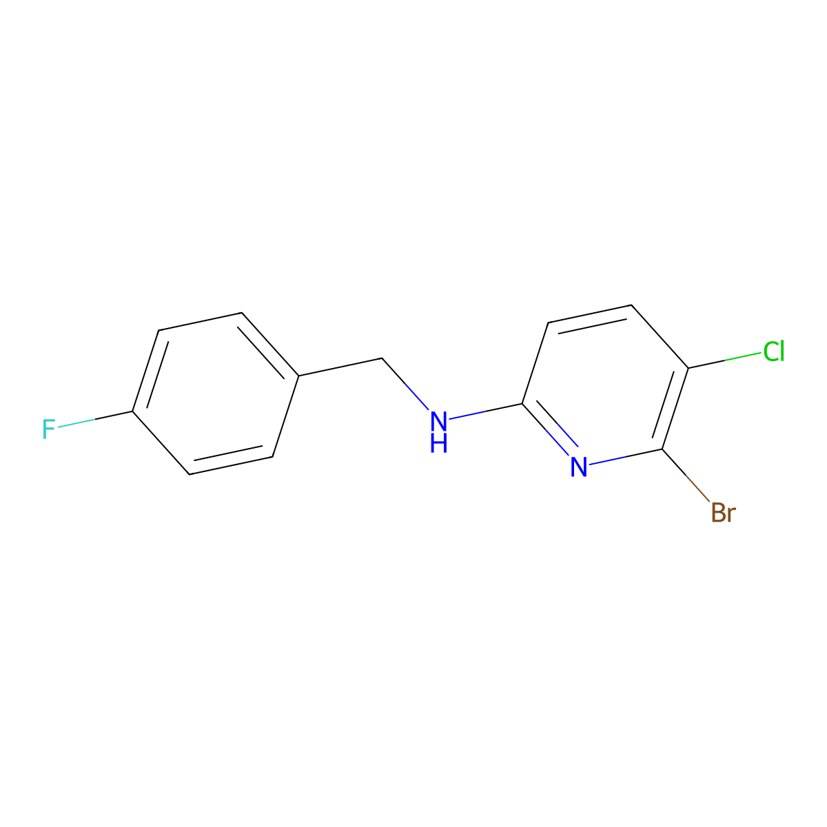6-bromo-5-chloro-N-[(4-fluorophenyl)methyl]pyridin-2-amine molecular structure, CAS 1628482-98-3