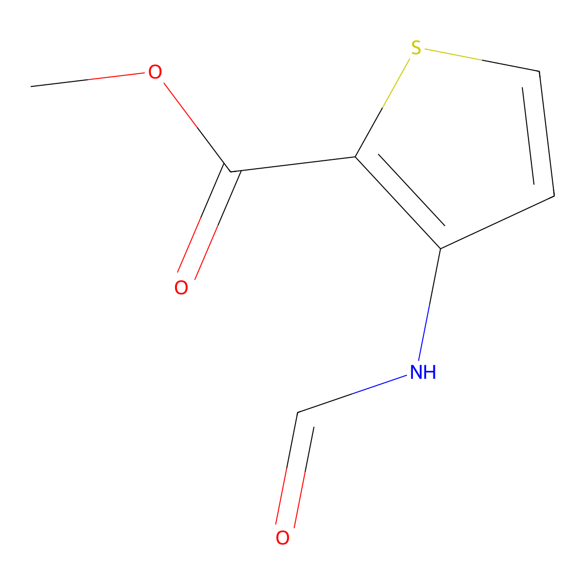 Methyl 3-(formylamino)-2-thiophenecarboxylate molecular structure, CAS 16285-69-1