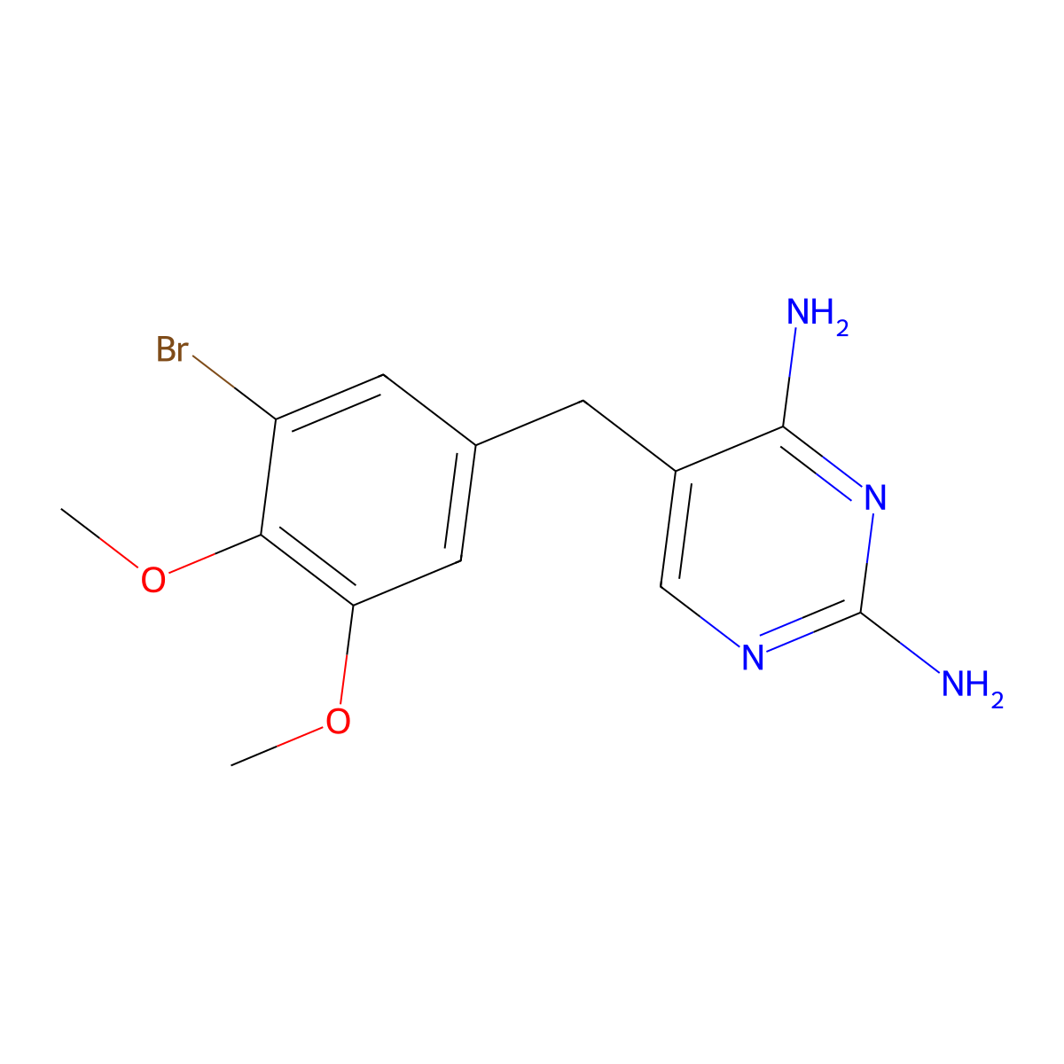 2,4-Diamino-5-(3-bromo-4,5-dimethoxybenzyl)pyrimidine molecular structure, CAS 16285-82-8