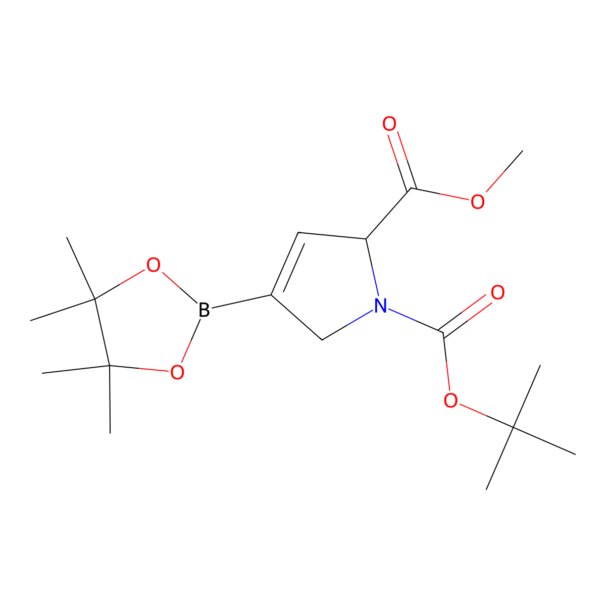 1-tert-butyl 2-methyl (2S)-4-(4,4,5,5-tetramethyl-1,3,2-dioxaborolan-2-yl)-2,5-dihydro-1H-pyrrole-1,2-dicarboxylate molecular structure, CAS 1628500-51-5