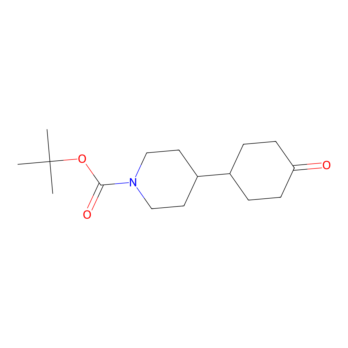 Tert-butyl 4-(4-oxocyclohexyl)piperidine-1-carboxylate molecular structure, CAS 1628502-18-0