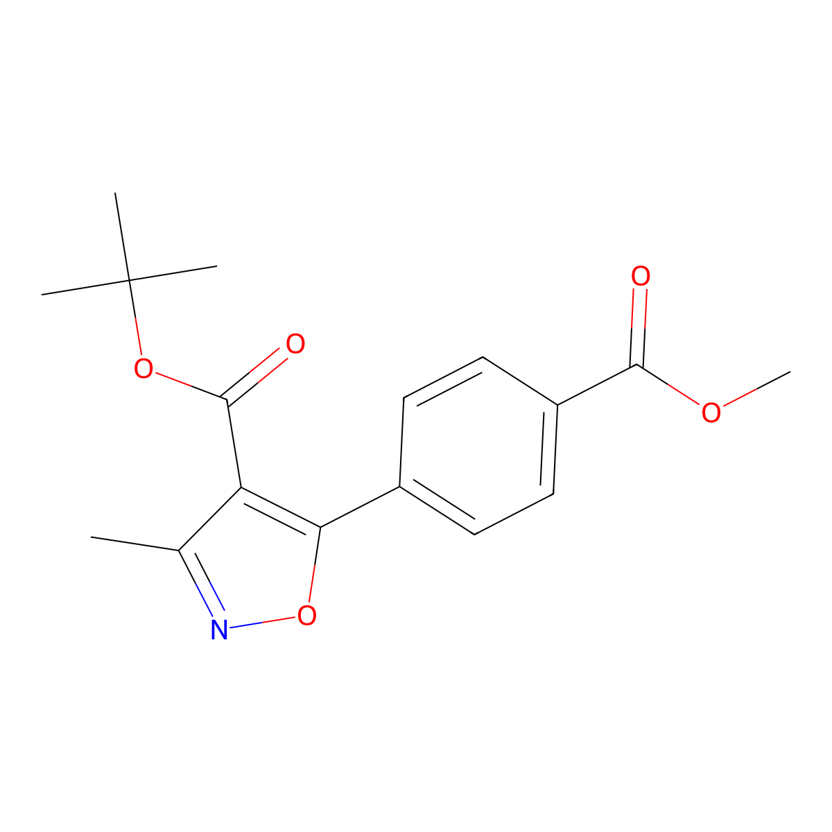 Tert-butyl 5-(4-(methoxycarbonyl)phenyl)-3-methyl-1,2-oxazole-4-carboxylate molecular structure, CAS 1628507-27-6