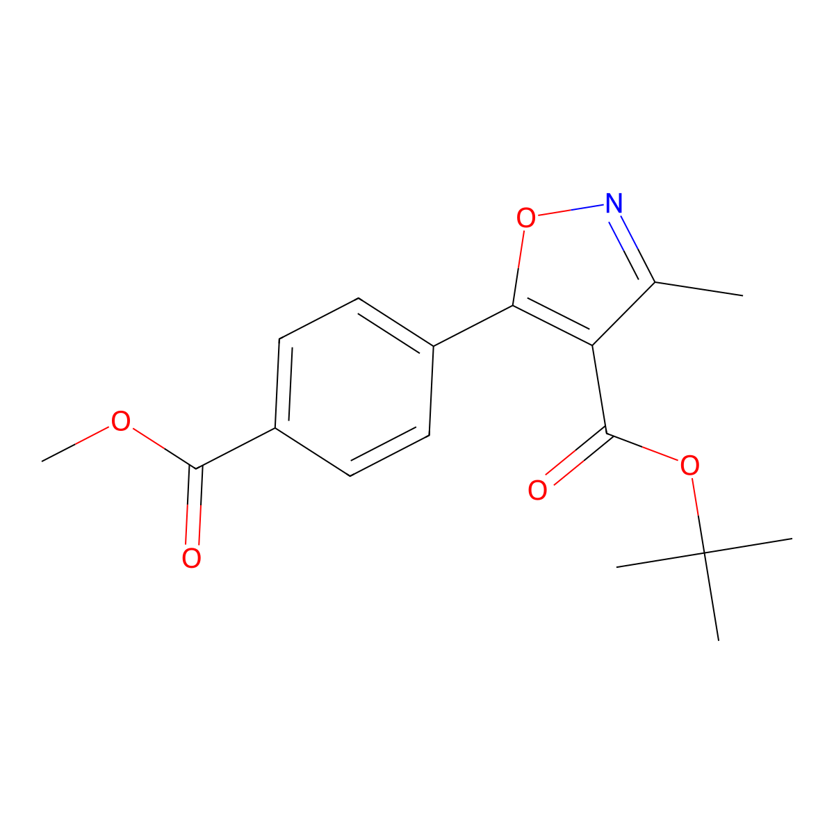 Tert-butyl 5-(4-(methoxycarbonyl)phenyl)-3-methyl-1,2-oxazole-4-carboxylate molecular structure, CAS 1628507-27-6