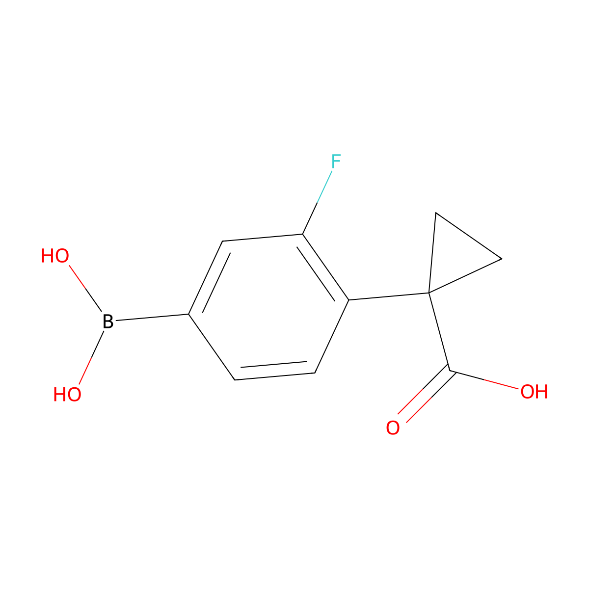 1-(4-Borono-2-fluorophenyl)cyclopropane-1-carboxylic acid molecular structure, CAS 1628507-86-7